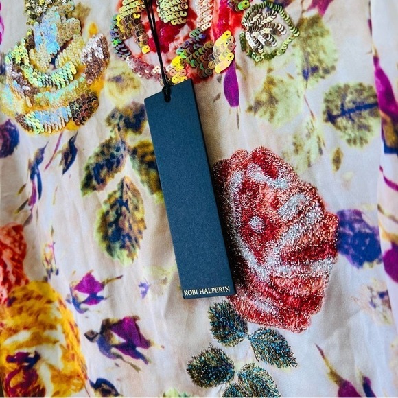 Kobi Halperin $428 Luxury Embellished Sequin Embroidered Hailee Blouse NWT XS - Picture 4 of 16